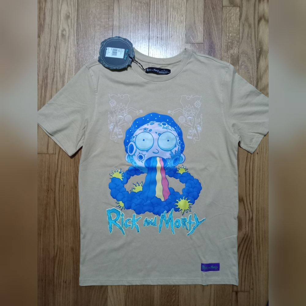 Rick and Morty khaki adult swim Premium  T-shirt new w tags Khaki